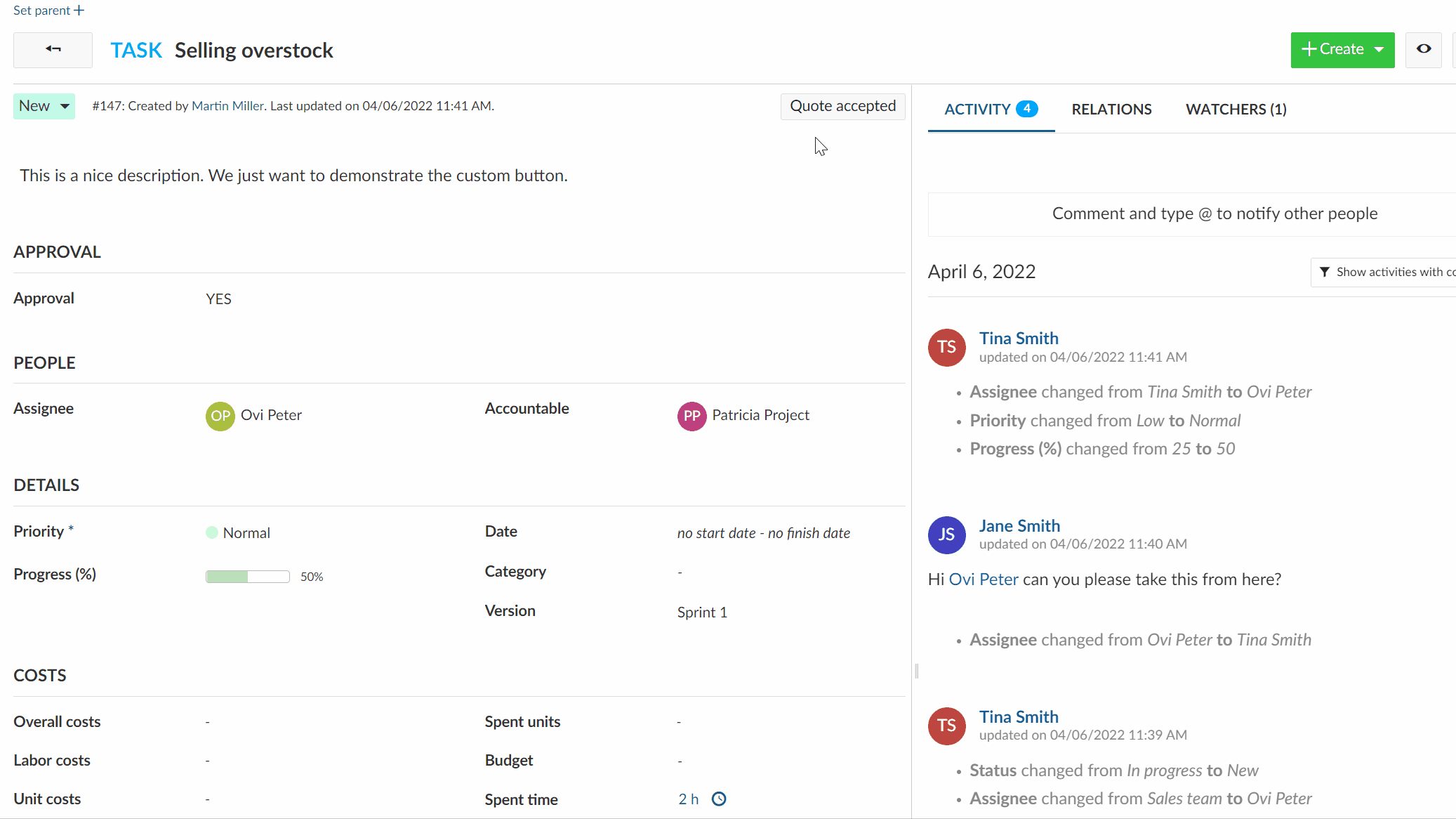 custom actions