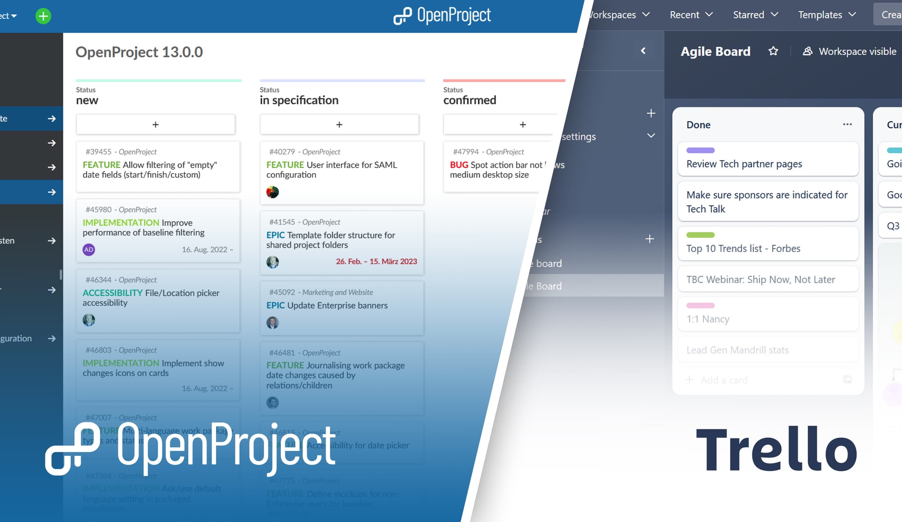 OpenProject vs. Trello