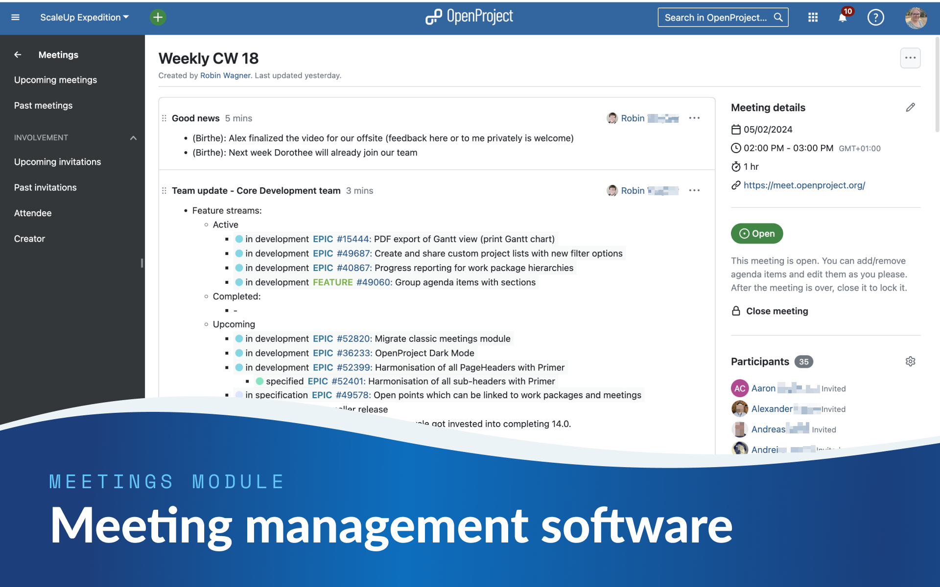 How we manage meetings with the OpenProject software How we manage meetings with the OpenProject software
