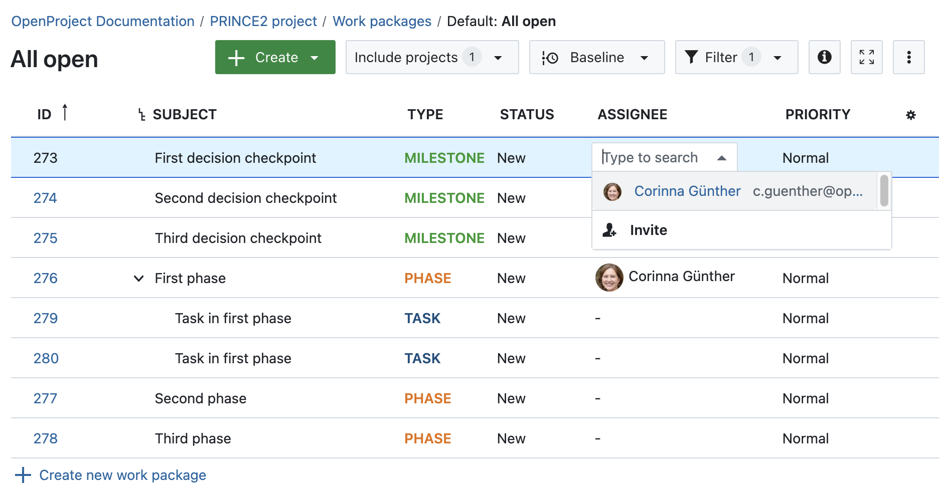 Siga el proceso PRINCE2 con OpenProject: Controle una etapa asignando trabajo