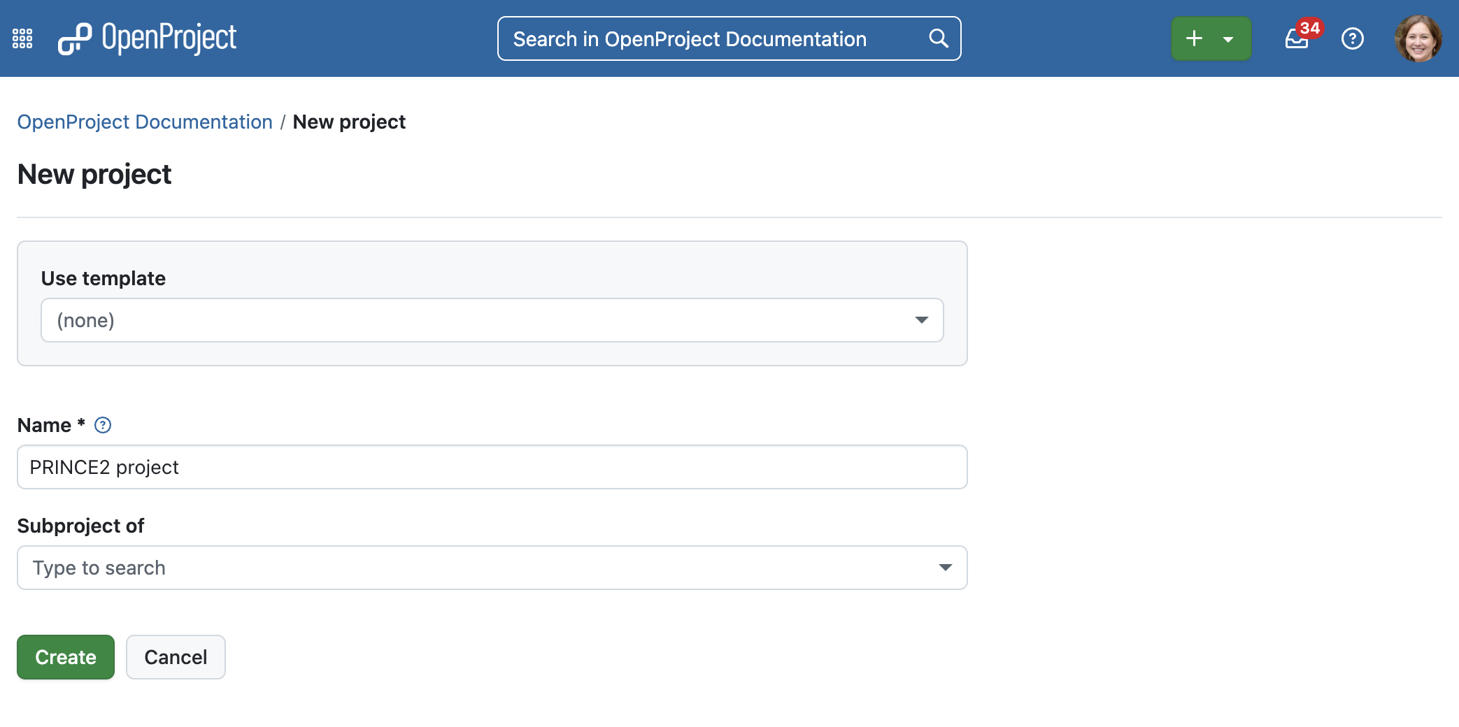Siga el proceso PRINCE2 con OpenProjects: Ponga en marcha un proyecto creando uno nuevo