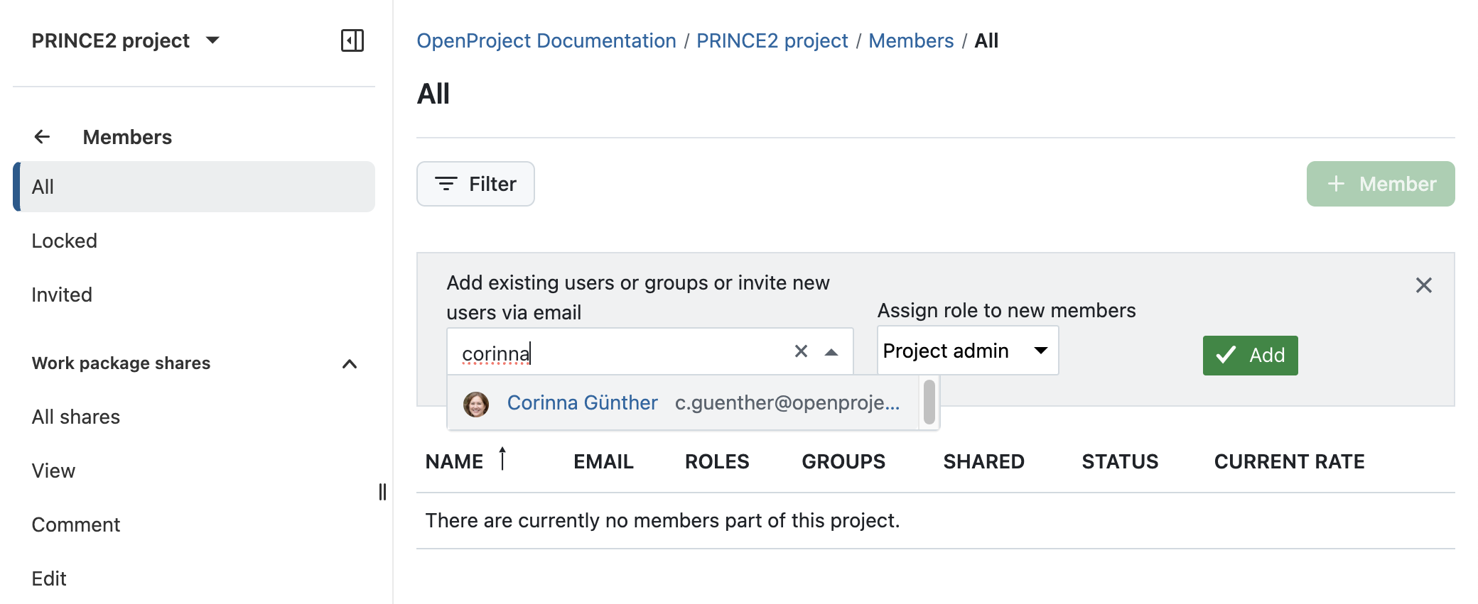 Siga el proceso PRINCE2 con OpenProject: Ponga en marcha un proyecto añadiendo miembros a su proyecto