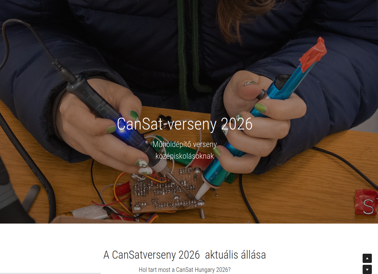 Bild aus dem ungarischen Artikel: CanSat-verseny 2026 geschrieben auf einem Foto, das weibliche Hände mit technischen Instrumenten zeigt