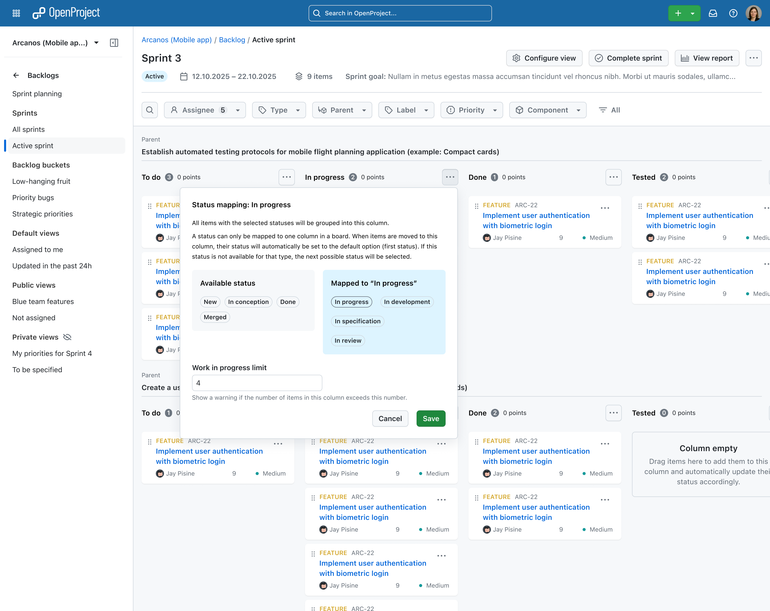 Preview: Status mapping to “in progress”