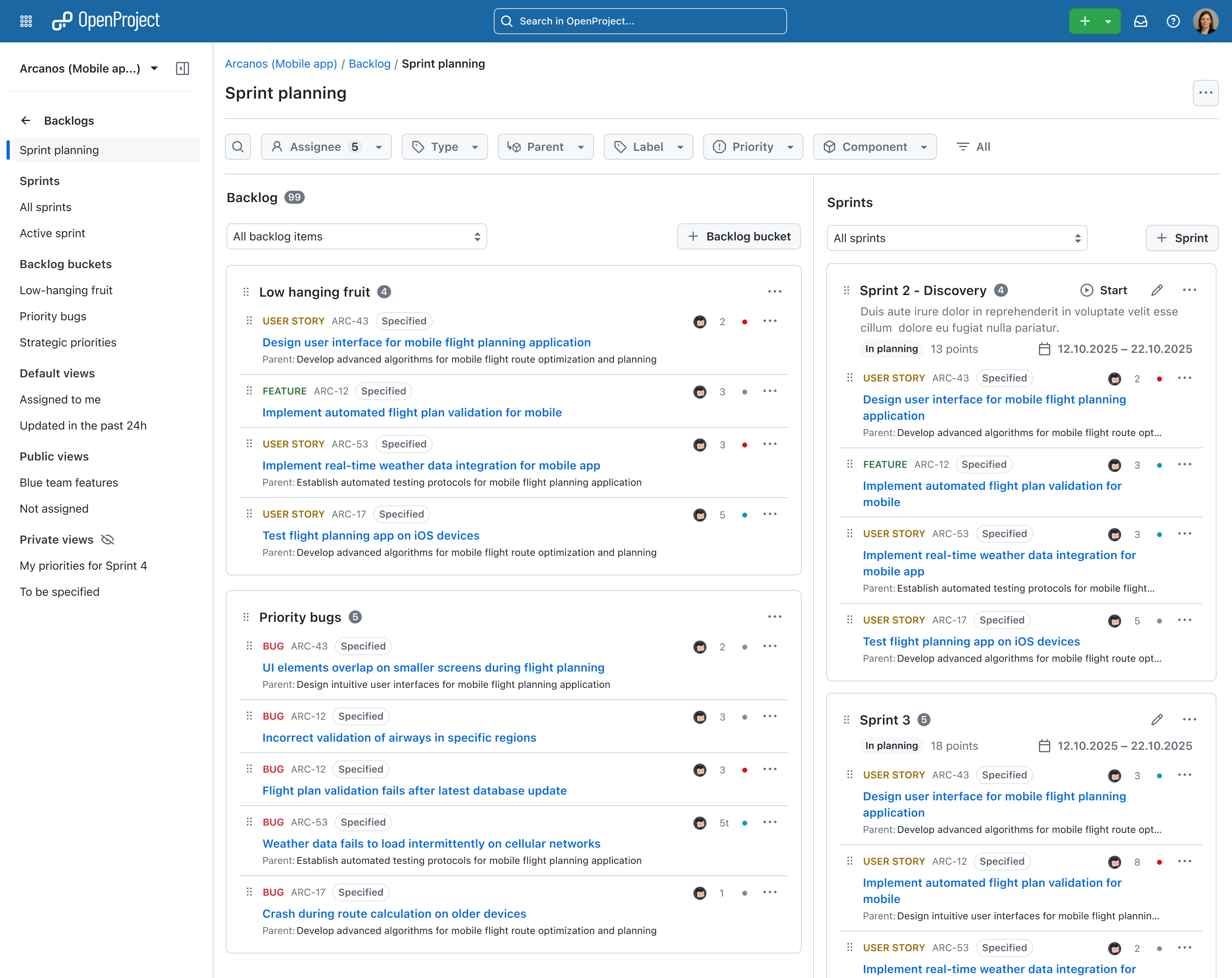 Preview: Sprint planning with OpenProject