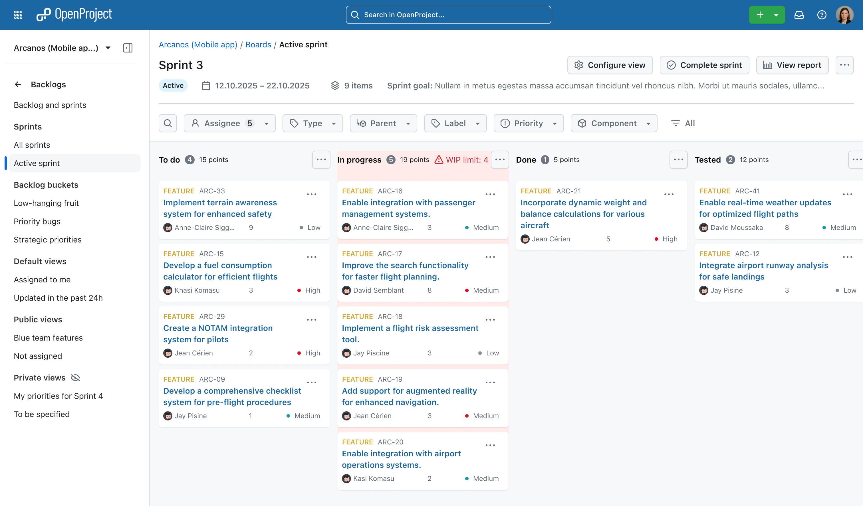 Preview: Active in OpenProject with work in progress limits