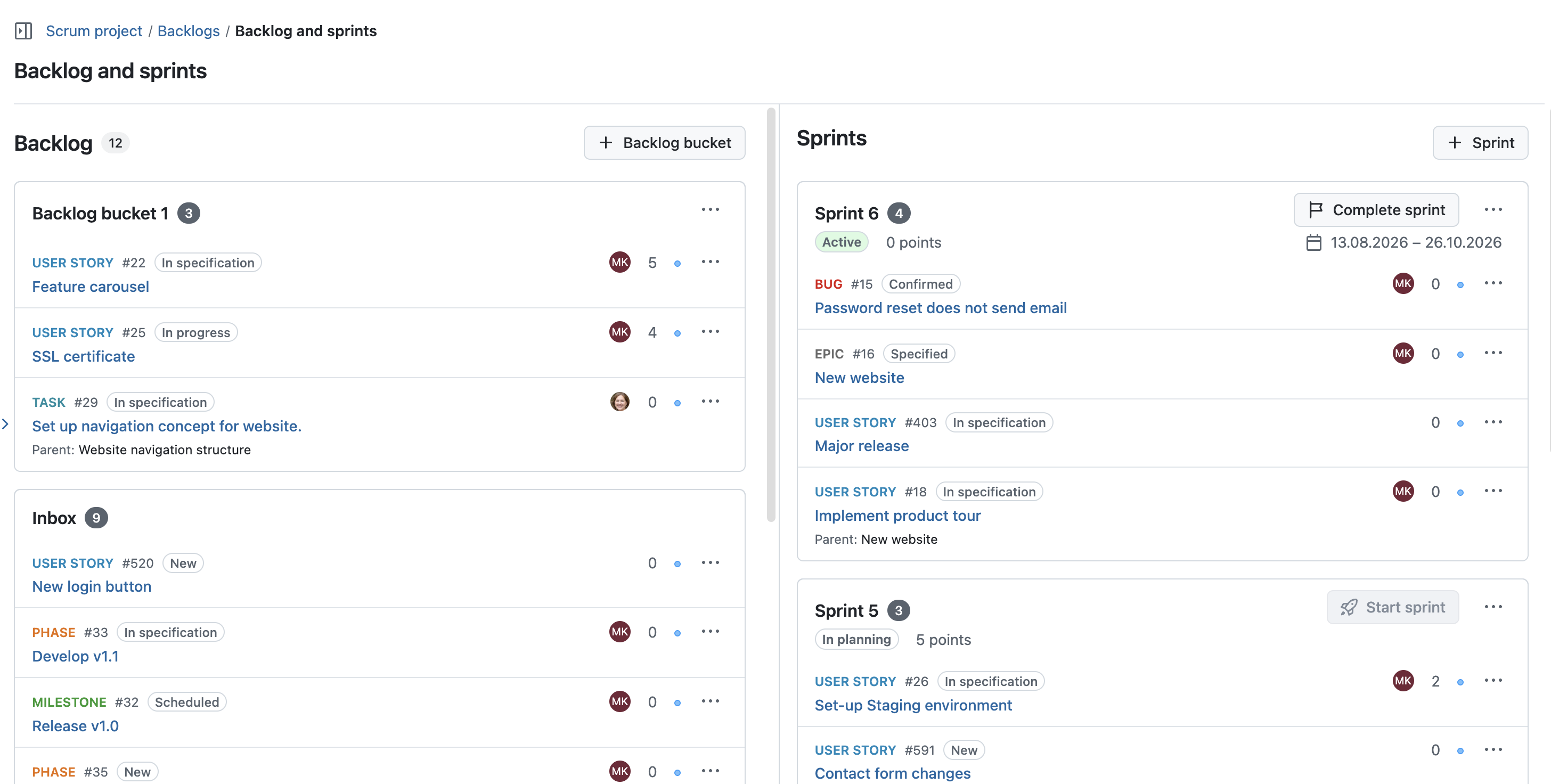 Redesigned sprint view and work package cards in OpenProject Backlogs