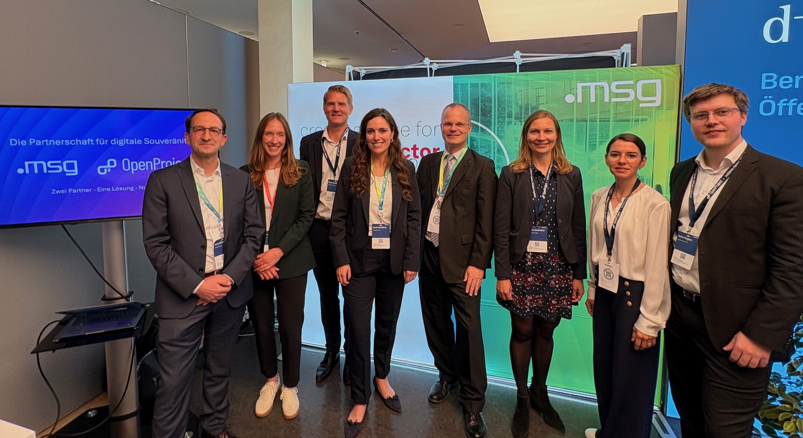 Members of the OpenProject and msg teams together at the Zukunftskongress Staat & Verwaltung 2026 in Berlin