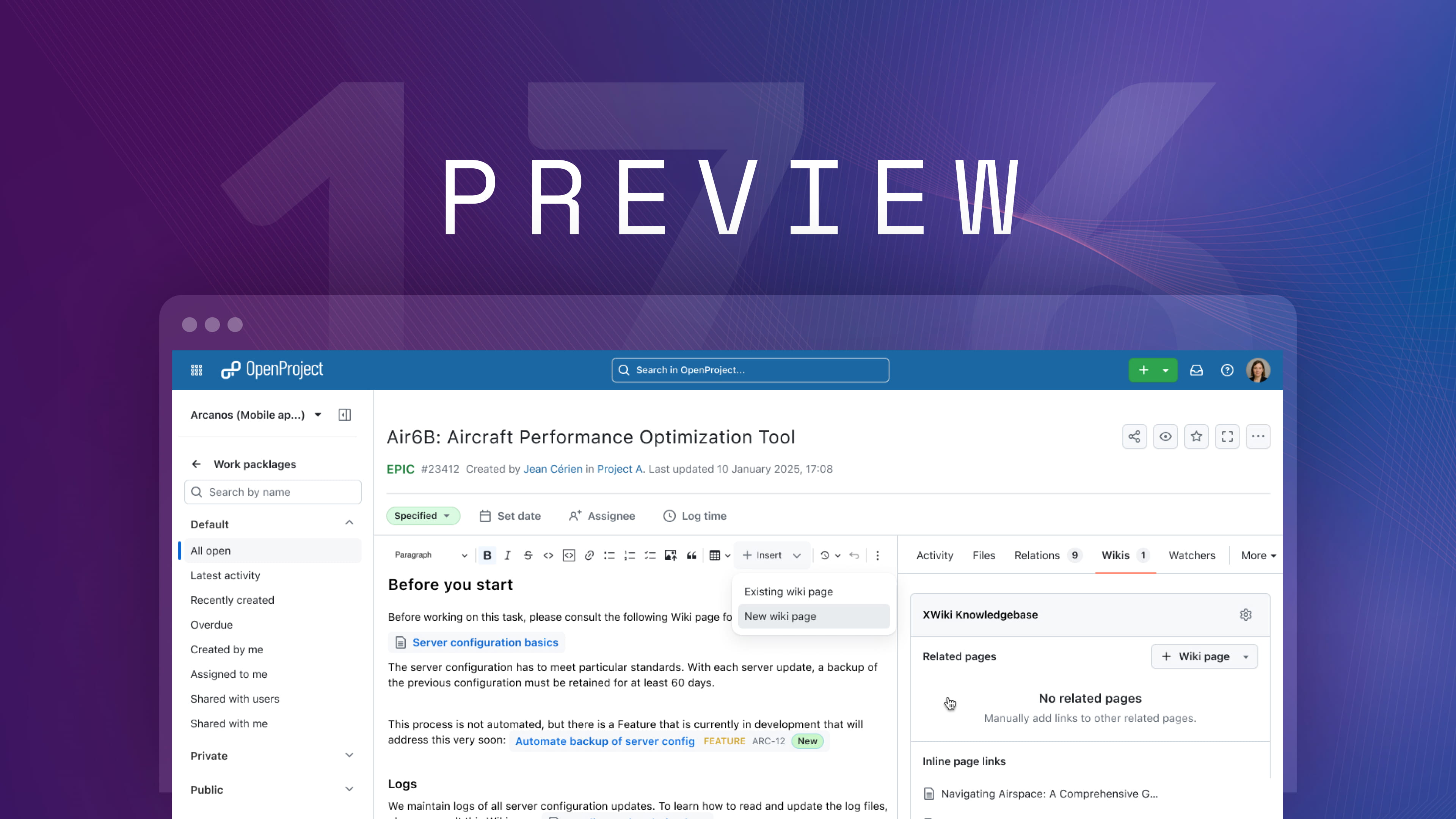Preview OpenProject 17.6: XWiki integration Preview OpenProject 17.6: XWiki integration