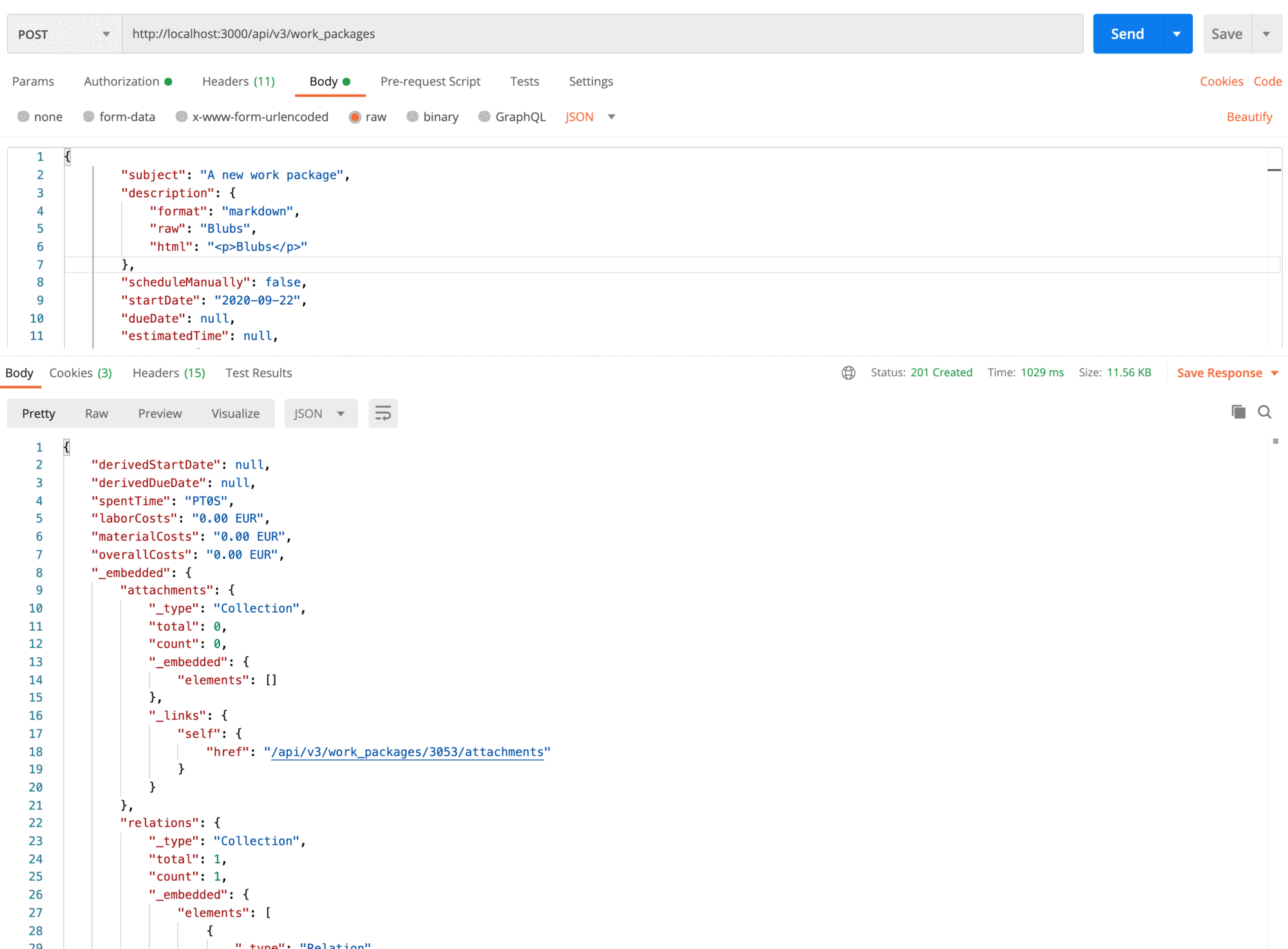 work package created