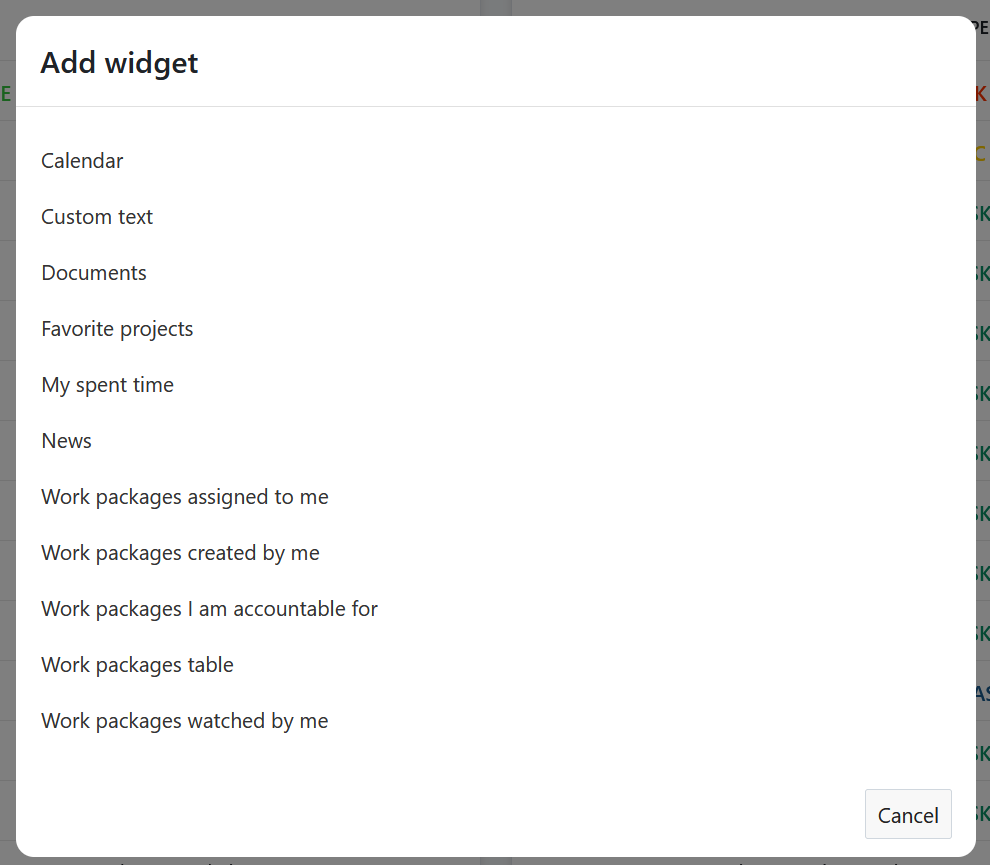 nouveaux widgets de Ma page