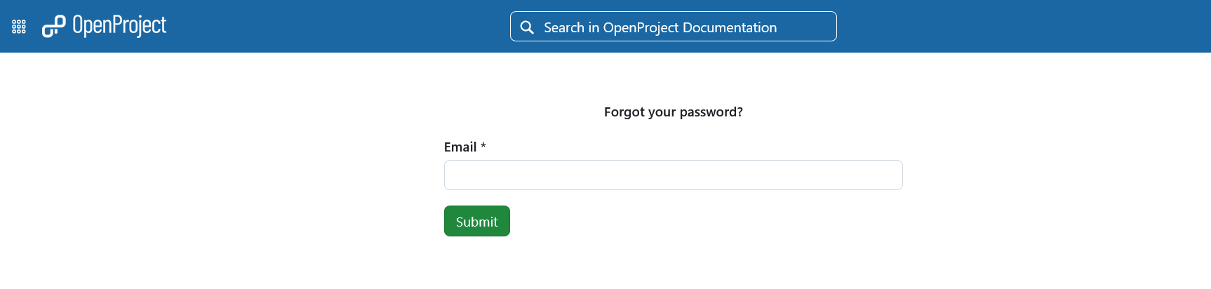 Enter your email address to log into OpenProject