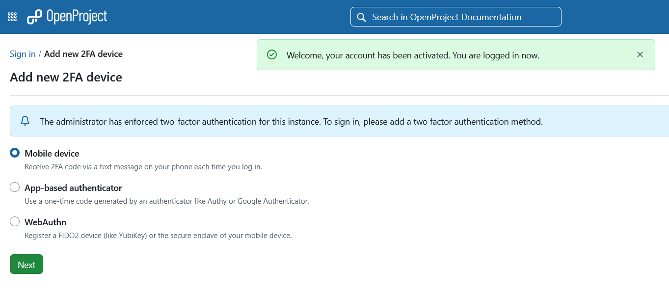 Add new two-factor authentication device
