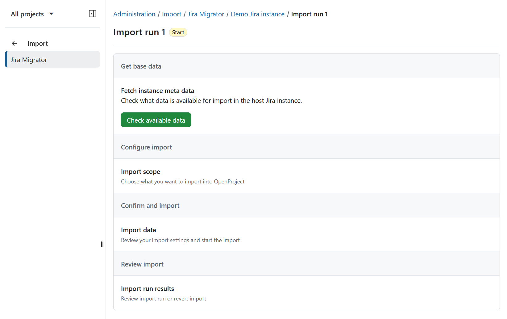 Checking available Jira data for import