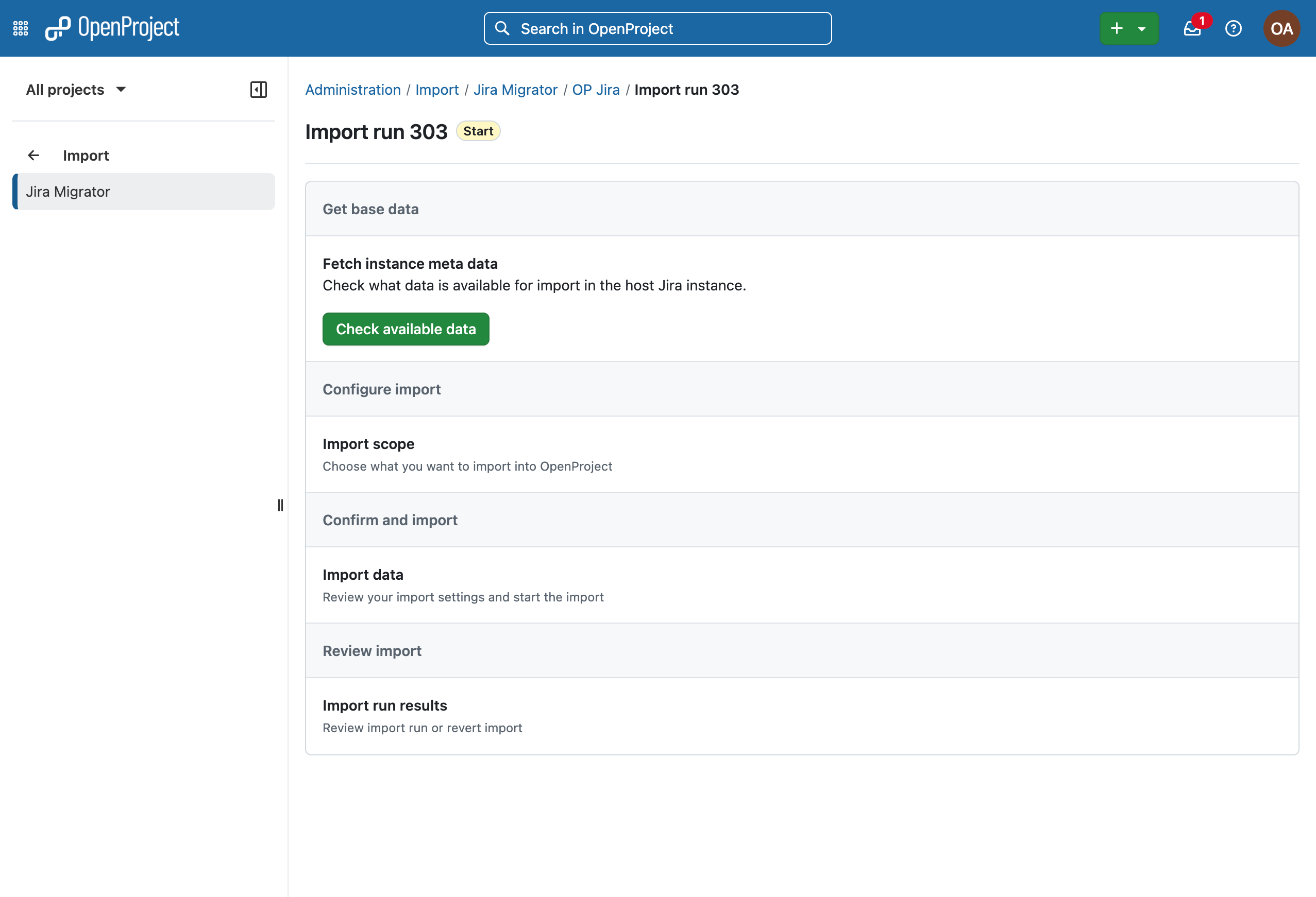 Checking available Jira data for import
