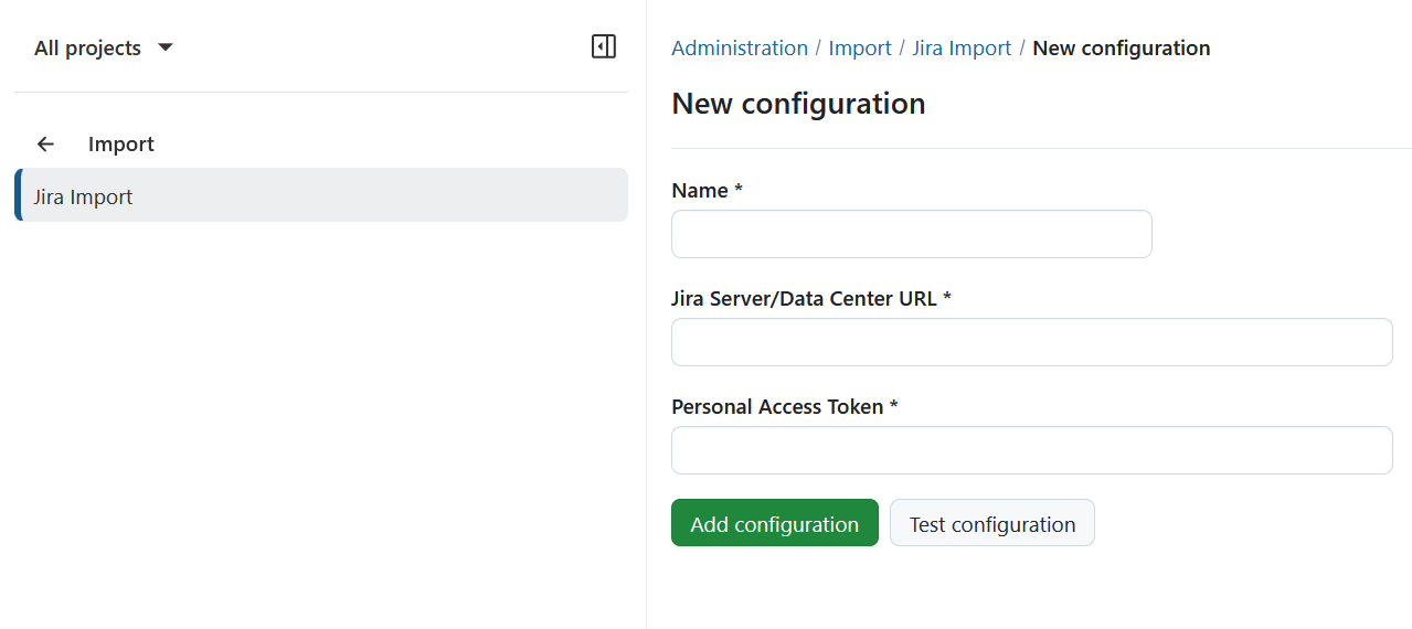 Define new Jira import in OpenProject administration