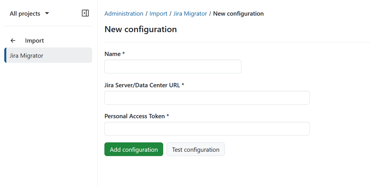 Define new Jira import in OpenProject administration