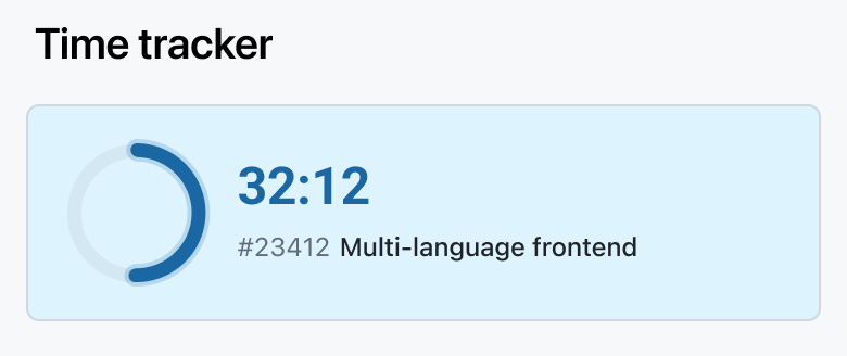 Home dashboard displaying the “time tracker” widget in OpenProject mobile app