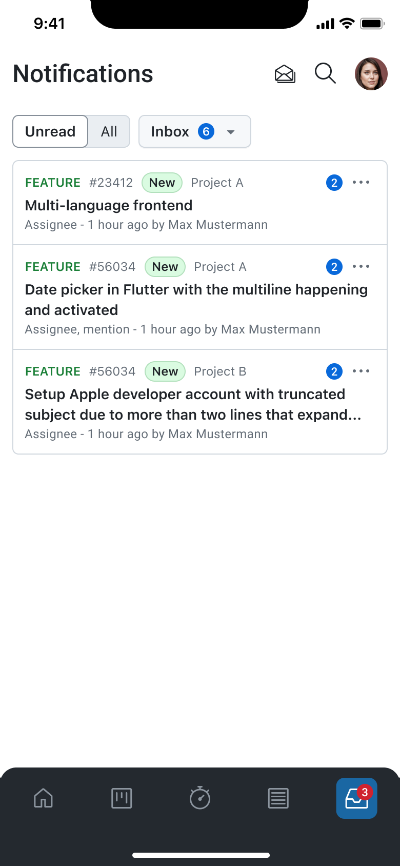 OpenProject mobile app Notification Center