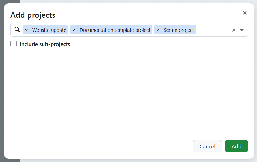 New custom field add to project search