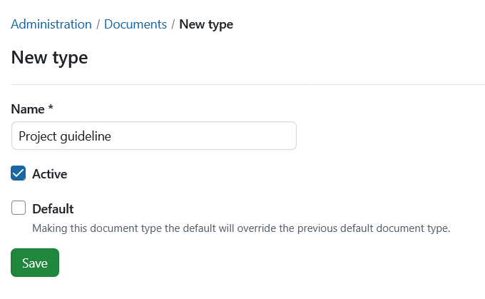 Create new document type in OpenProject