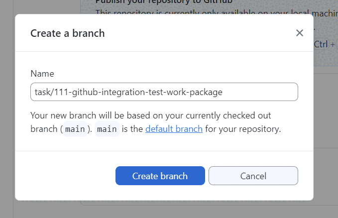 Enter new branch git snippet to your git desktop client