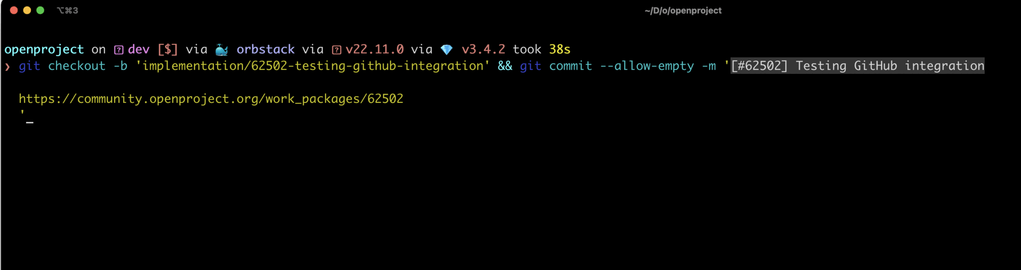 Git snippet to create a new branch in GitHub entered into command line interface