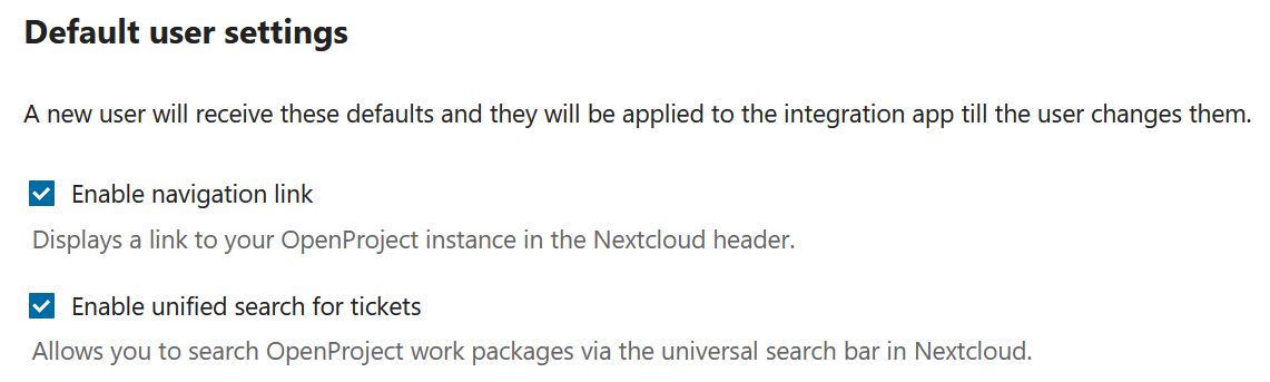 Admin settings to configure default settings for all users