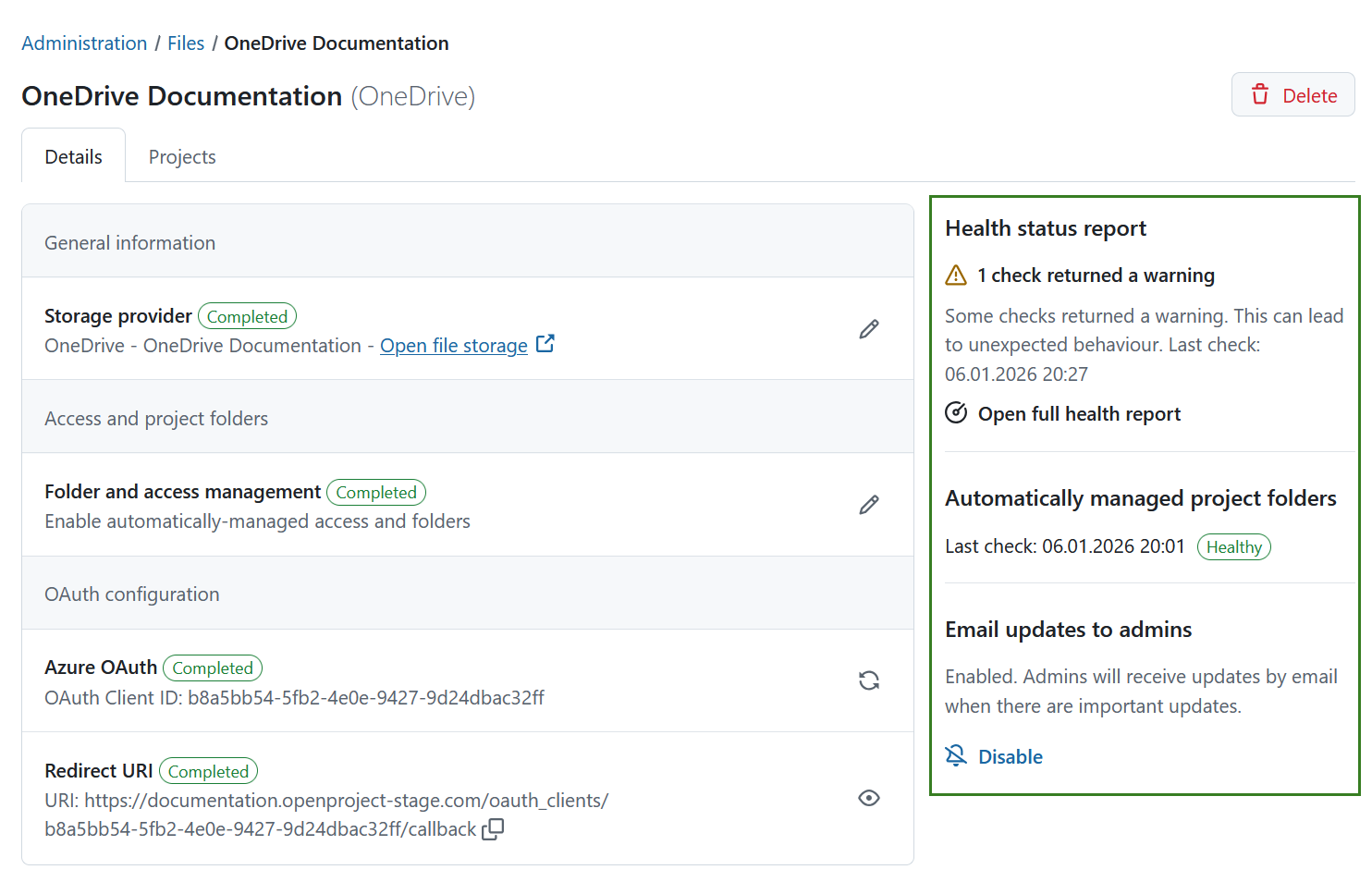 Edit OneDrive in OpenProject
