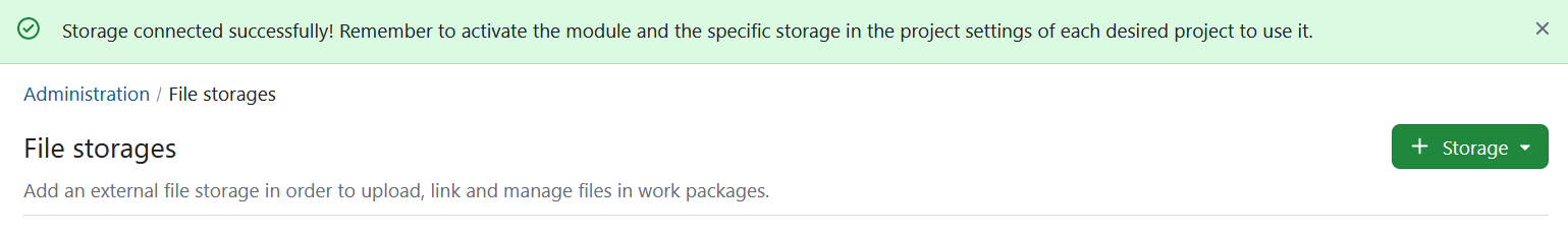 System message on successful OneDrive file storages setup in OpenProject