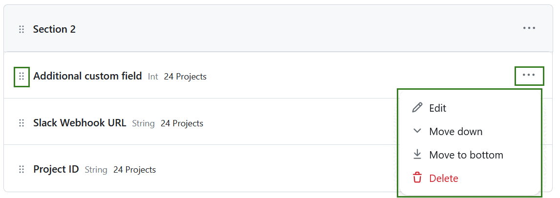 Edit or move a project attribute in the OpenProject administration