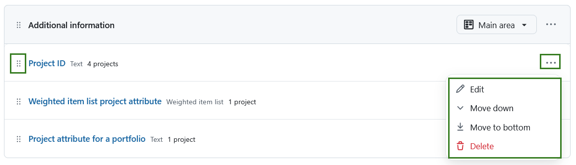 Edit or move a project attribute in the OpenProject administration
