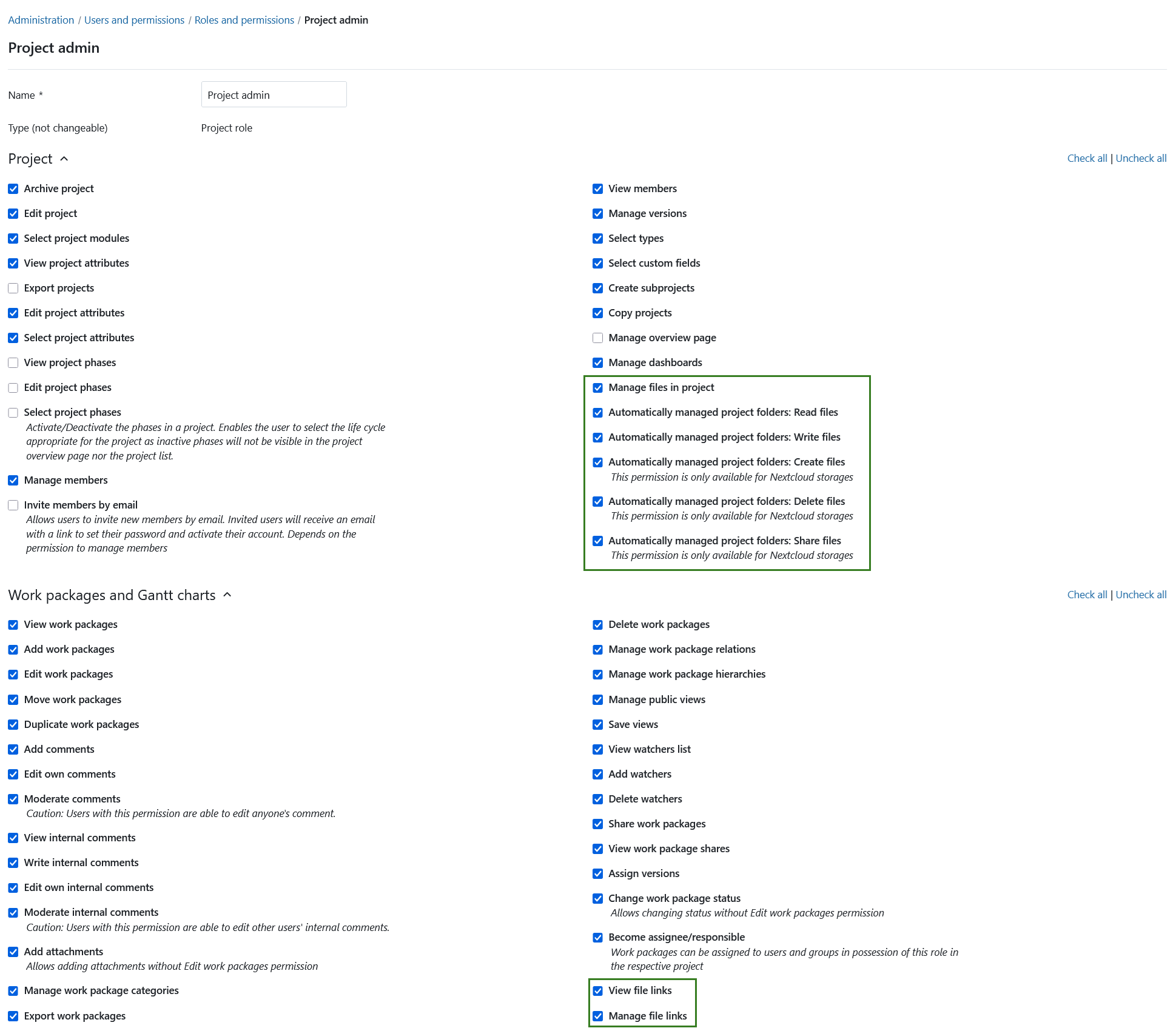 Files storages permissions in OpenProject