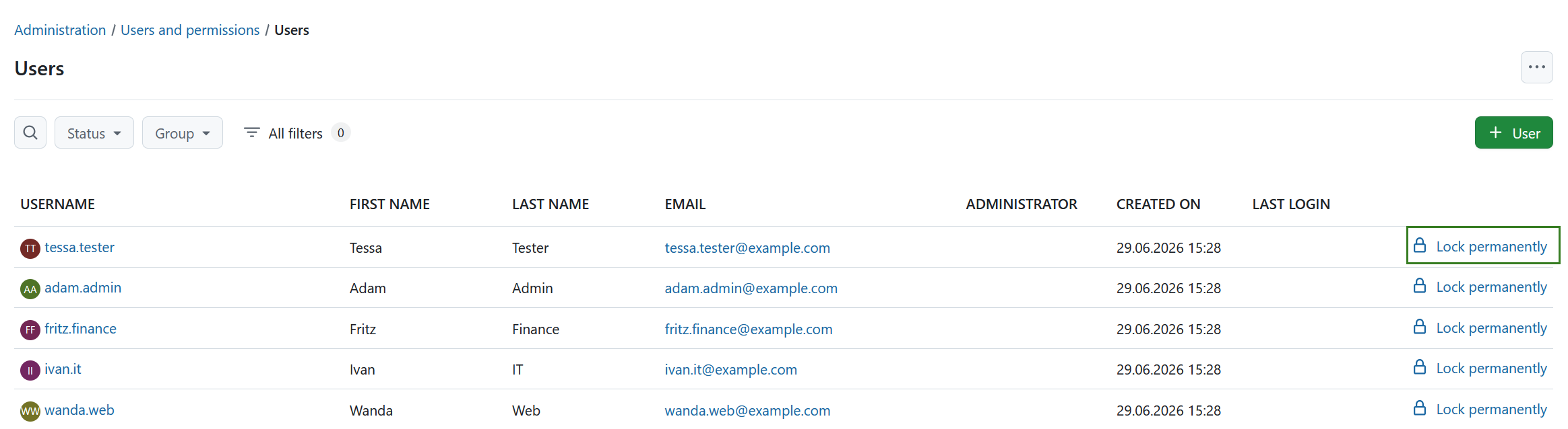 Lock users in OpenProject