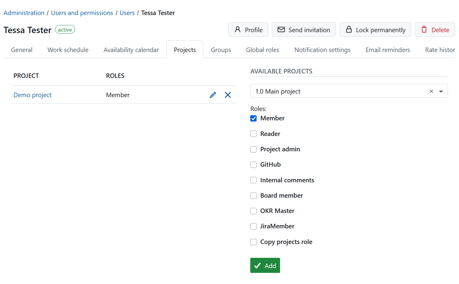 Add users to a project under OpenProject system administration
