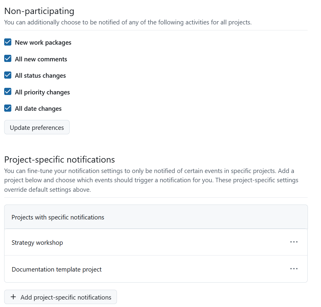 More notification settings in OpenProject account settings