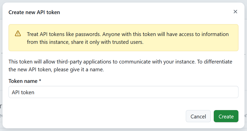 Benennen und erstellen Sie ein neues API-Token in OpenProject