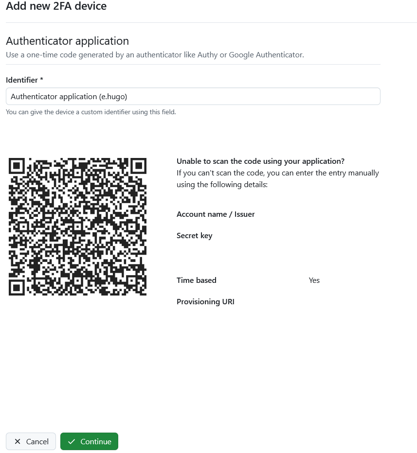 Aplicação de autenticação da minha conta no OpenProject
