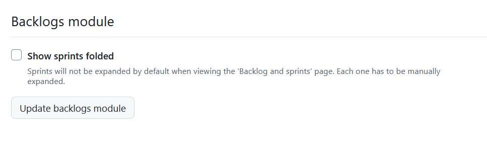 Definições de backlogs em Definições de interface nas definições de conta do OpenProject