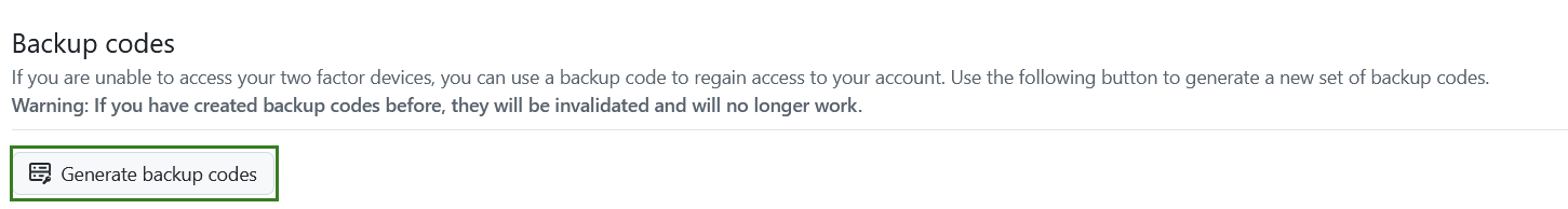 Generate backup codes under security section in OpenProject account settings