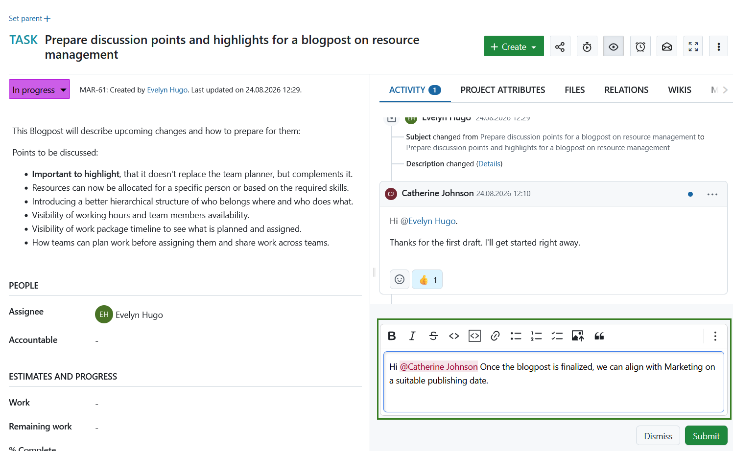 The comment box expands when you write your comment