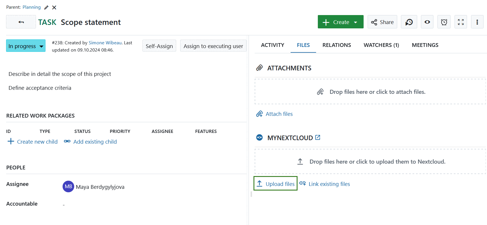 Carregar novos ficheiros para o Nextcloud