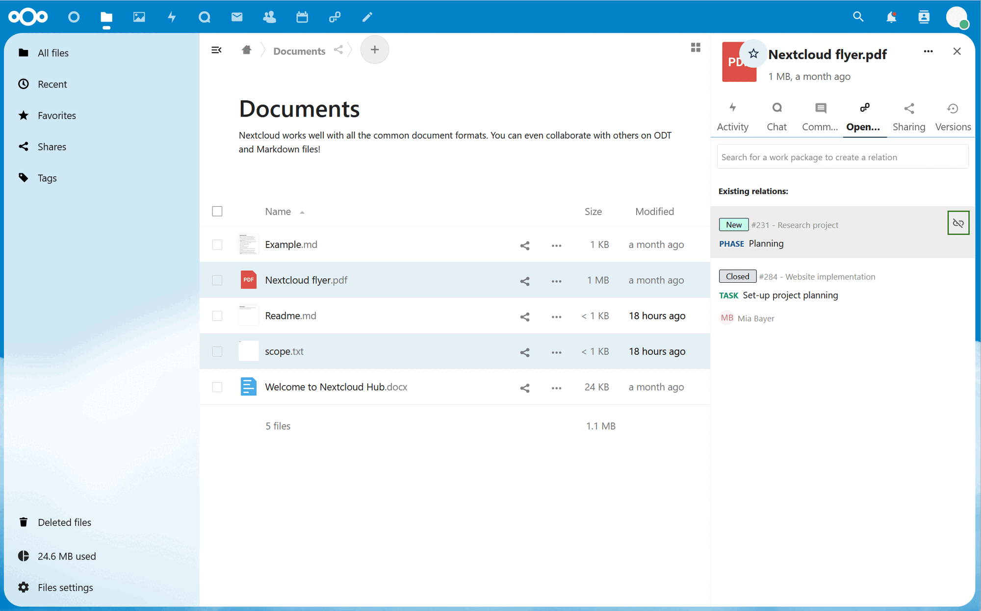 Desassociar pacotes de trabalho no Nextcloud