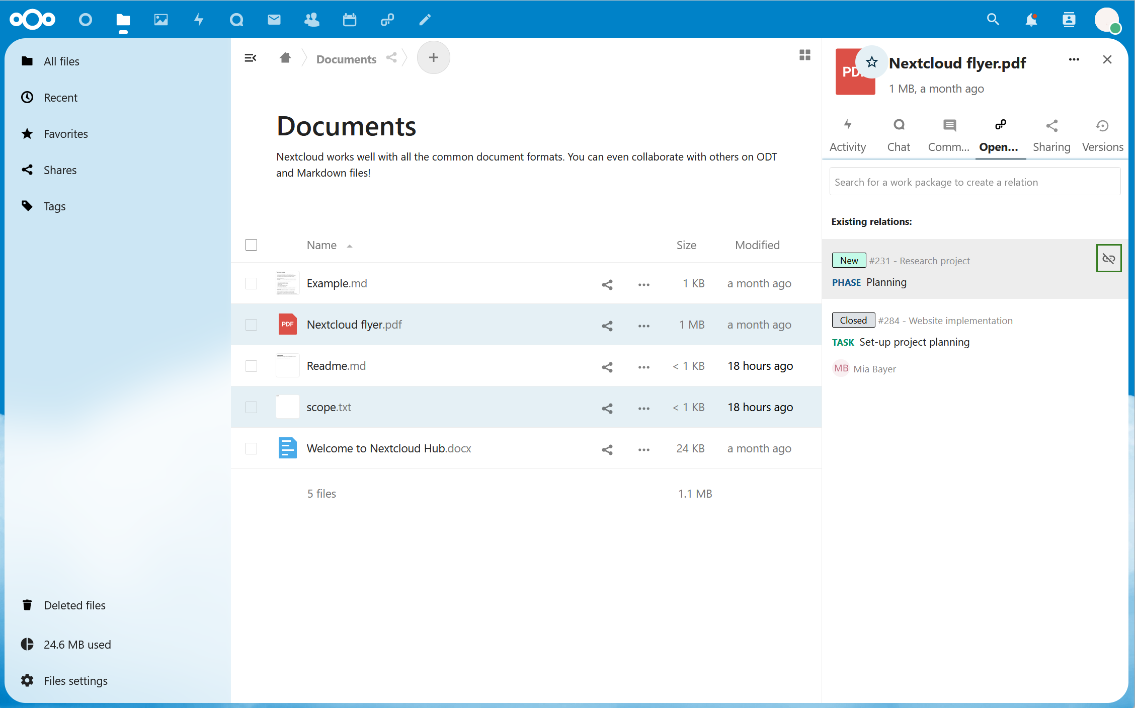 Dissocier les lots de travaux dans Nextcloud