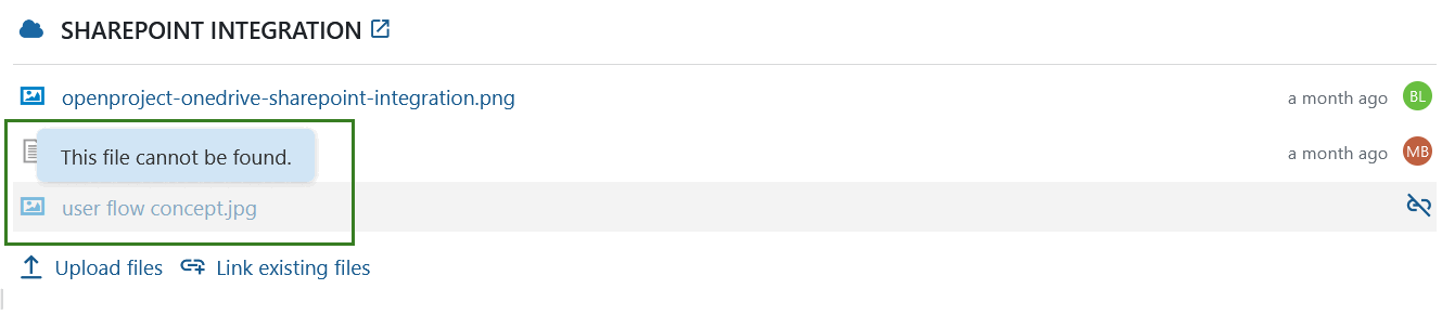 A file has been deleted from the OneDrive file storage