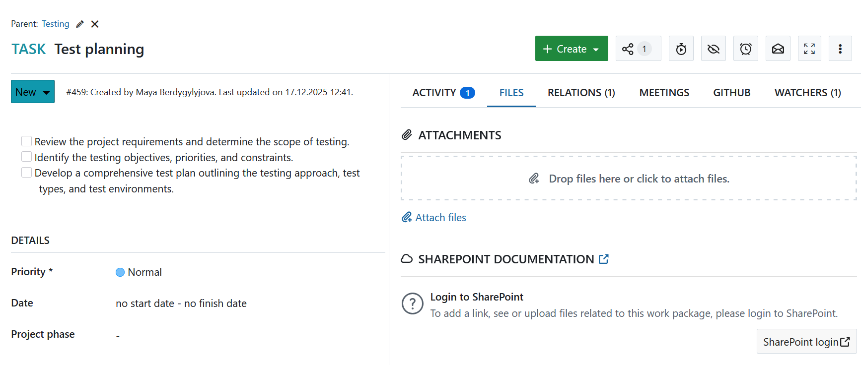 Login to SharePoint storage from an OpenProject work package