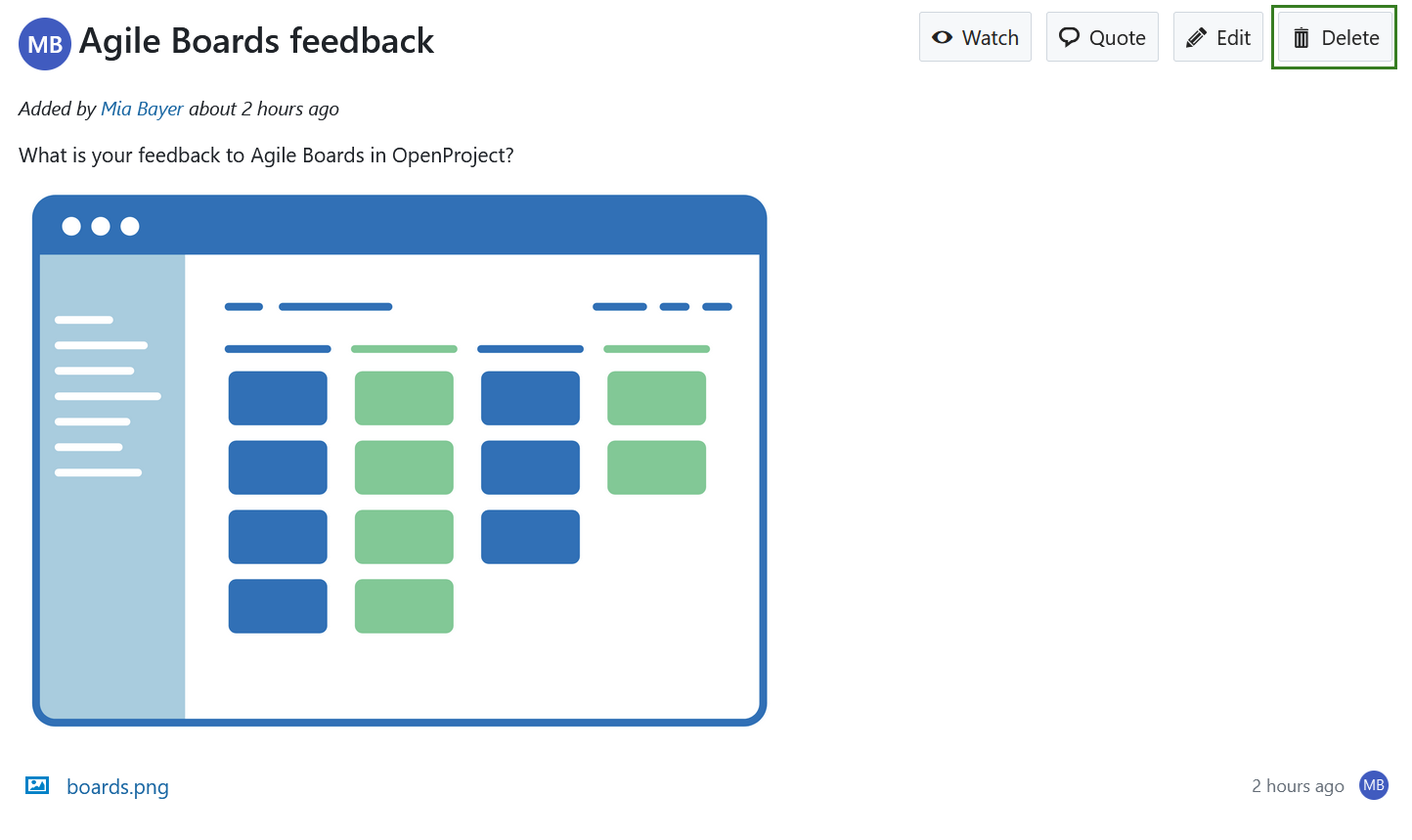 Supprimer un message de forum dans OpenProject