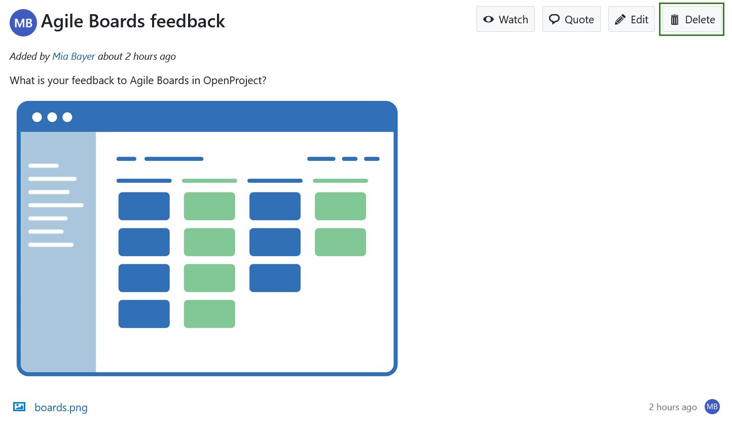 Eliminar un mensaje del foro en OpenProject