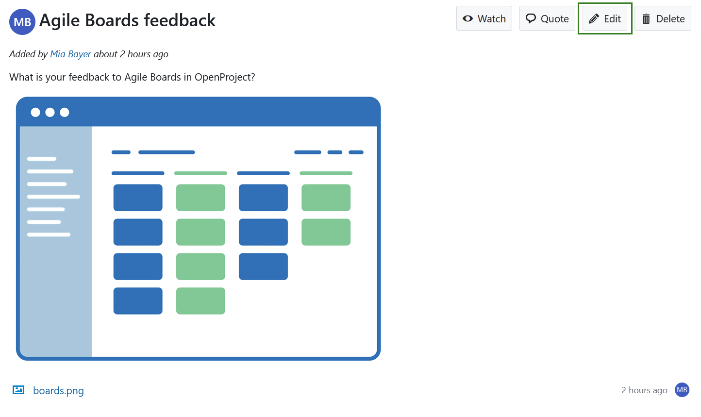 Editar un mensaje del foro en OpenProject