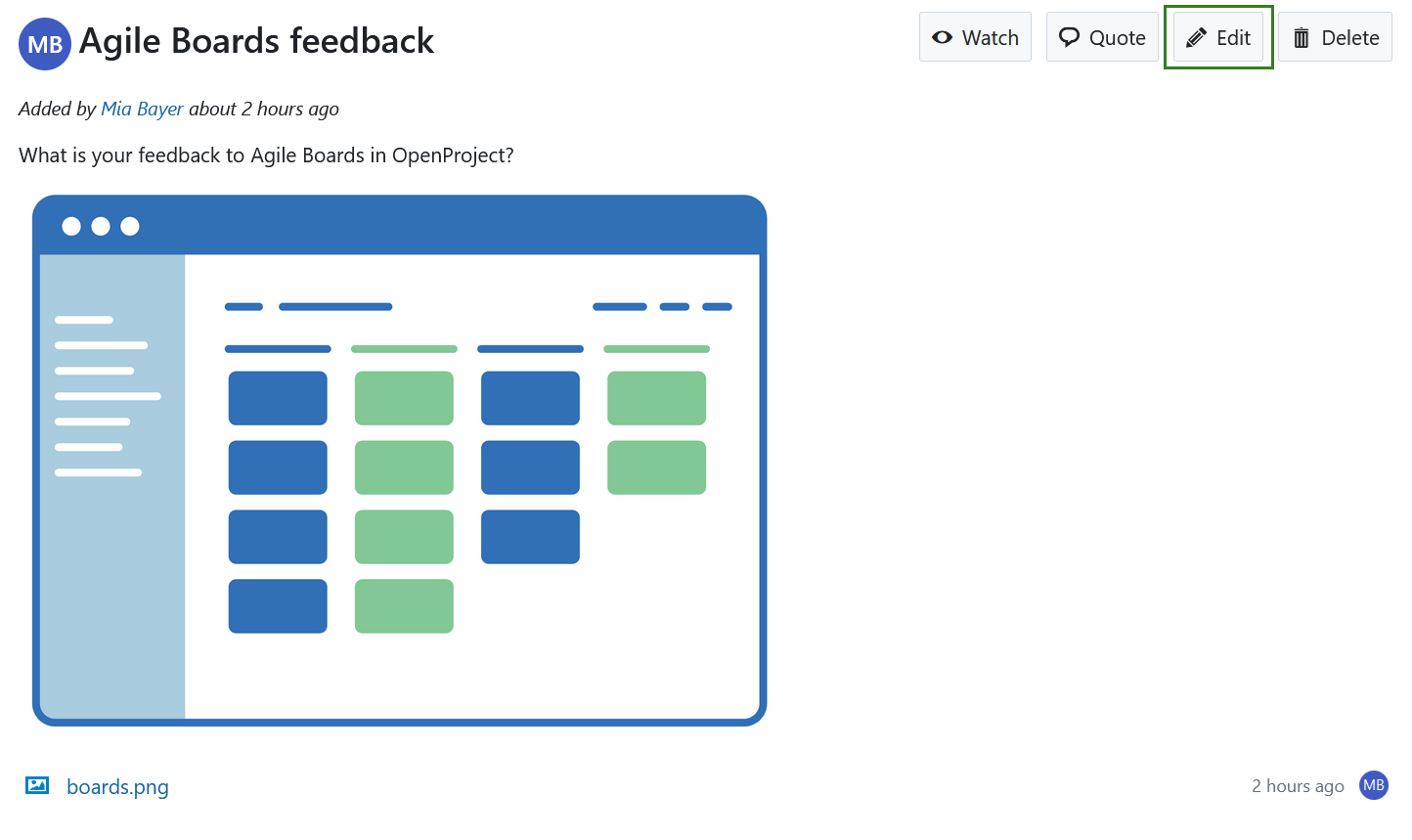 Modifier un message de forum dans OpenProject